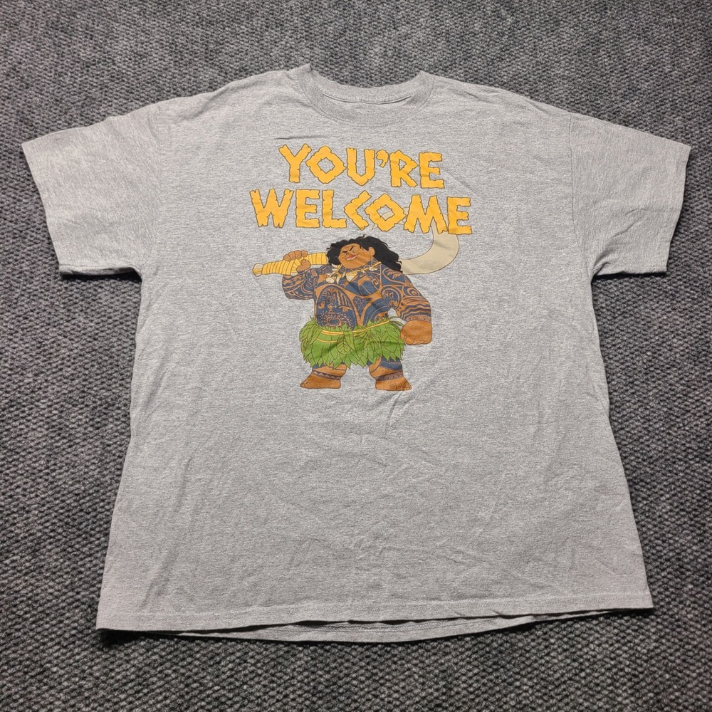 Disney Moana Maui Youre Welcome Graphic T-Shirt Mens XL Heather Gray Tee